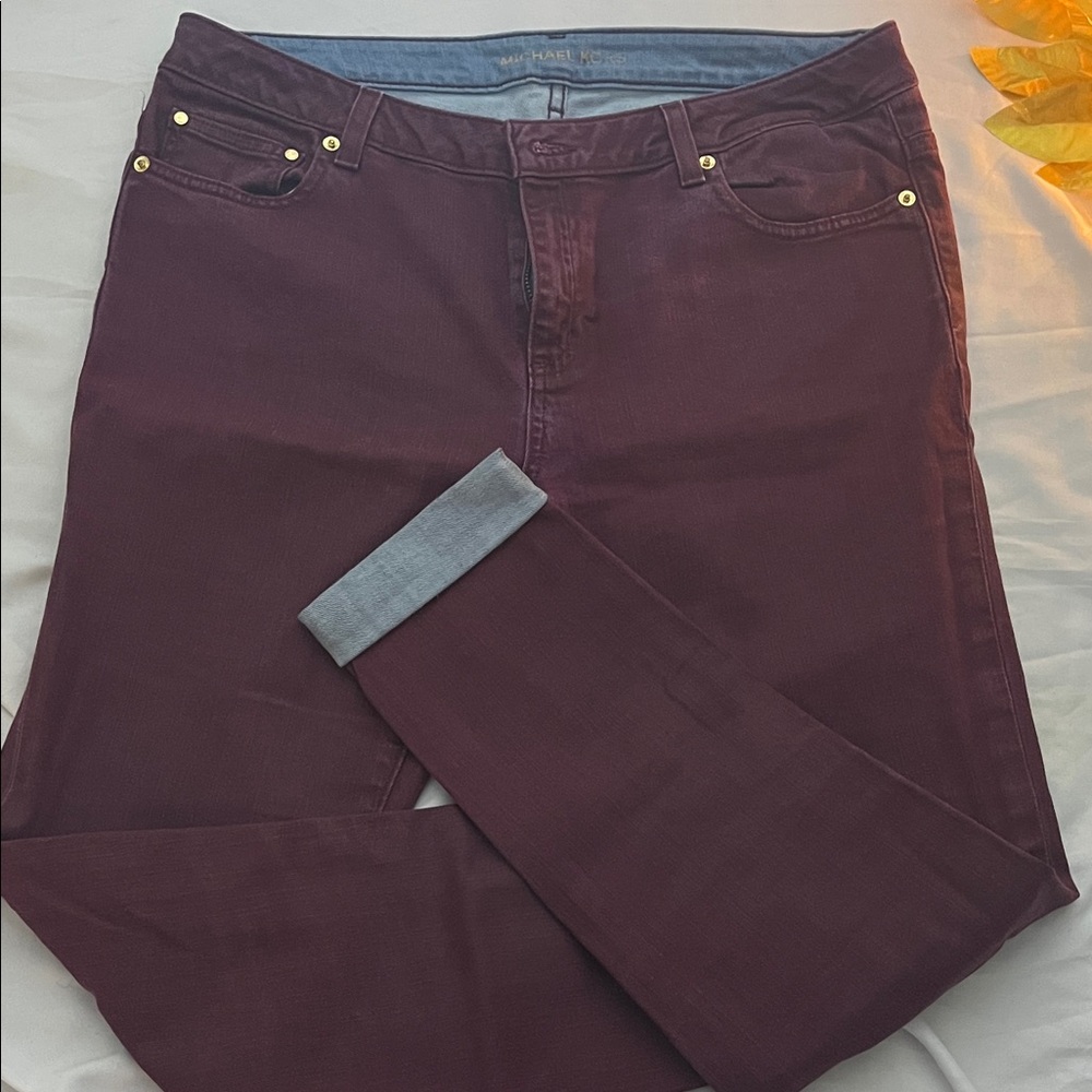Michael Kors Women's Burgundy Skinny Jeans